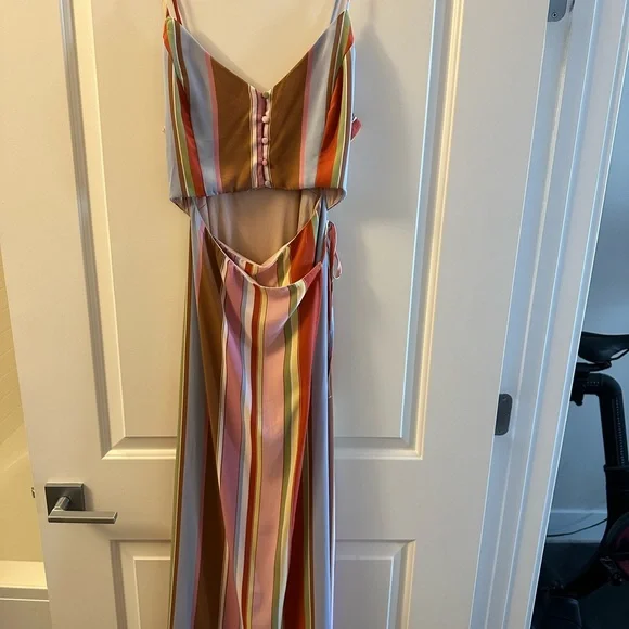NWOT Lush Striped Multi-color Wrap Dress - Picture 3 of 6